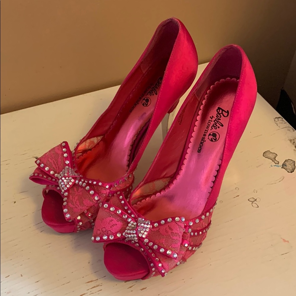 Barbie Pink Glamorous Heels with Rhinestone Bow